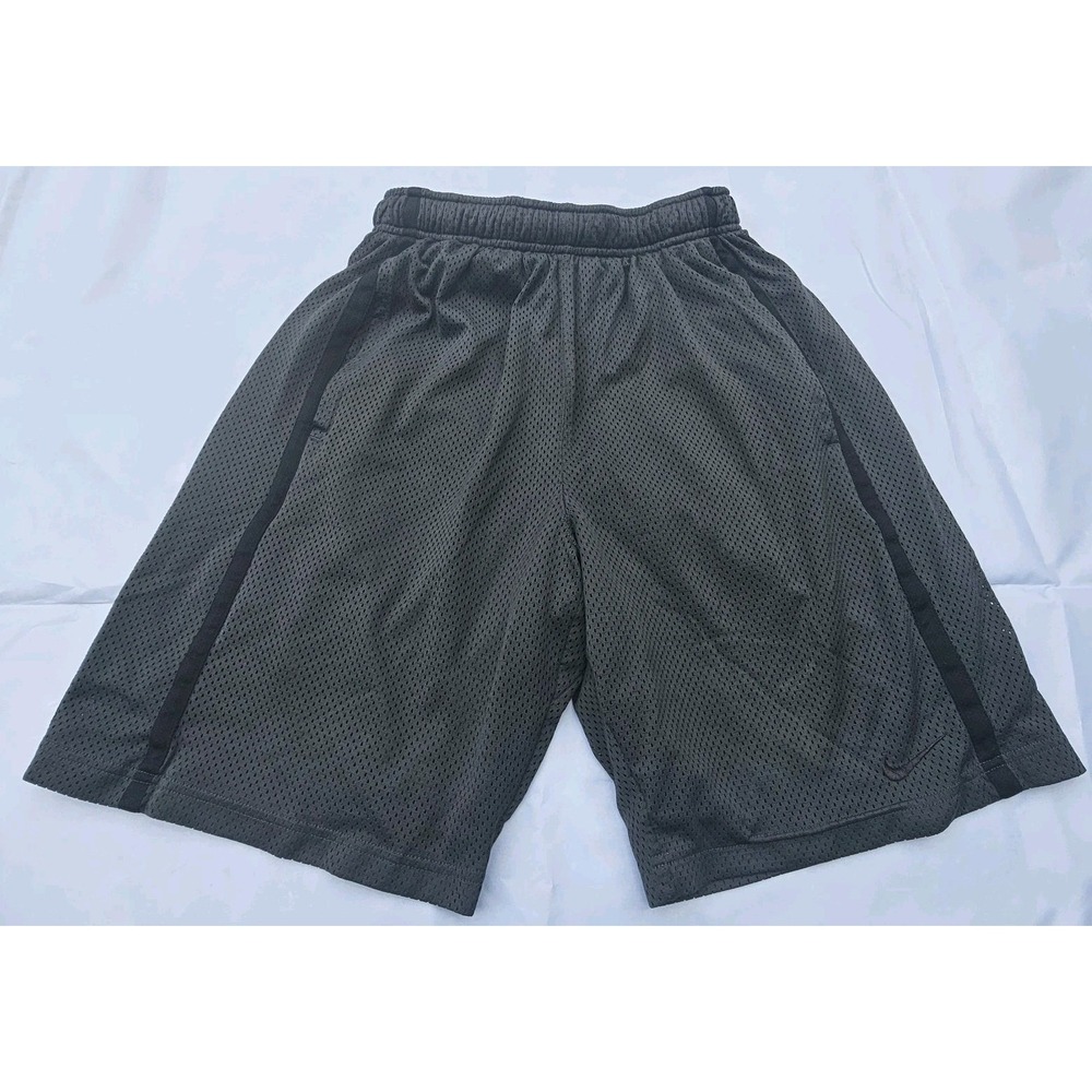 Nike Athletic Shorts Mens Small Gray Black Swoosh Mesh Basketball Gym Running